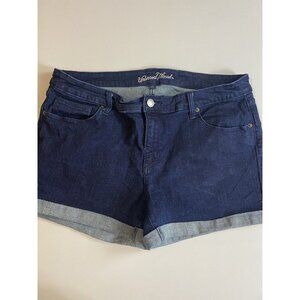 Dark Blue denim jean shorts chino stretch  zipper close pockets women's size 18W